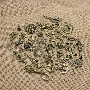 100pc Mixed Antique Bronze European Bracelets Charm Pendants