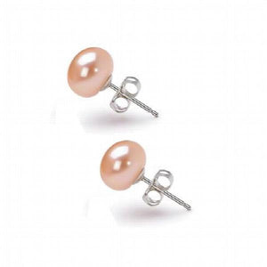 7mm Peach Pink AA Freshwater Pearl Stud Earrings