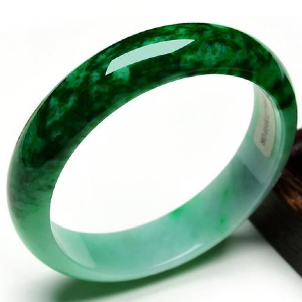 Zheru Jewelry Natural Burmese Emerald Green 54-62mm Two-tone Bracelet