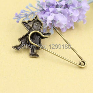 10pcs/lot Antique Bronze Vintage Girl Brooch Safety Pins 60mm
