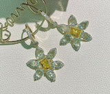 S925 Silver Sunflower Emerald Crystal Zircon Earrings