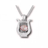 18KGP Lyre Cage Pendant Mountings for Pearl Harp Locket Necklace