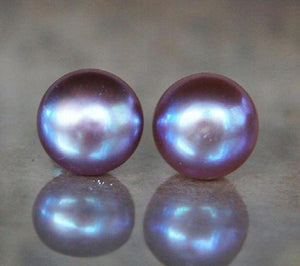 Custom Order 9-10MM Purple Pearl Silver Stud Earring for Lady