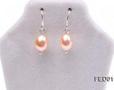 Pink Freshwater Pearl Dangle Earrings 925 Sterling Silver Hooks