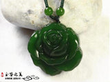 Hand-carved Chinese Hetian Jade Peony Pendant Necklace