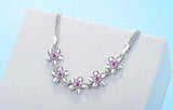 Sterling Silver CZ Purple Crystal Charm Bracelet for Women