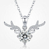 RoseGold Zircon Deer Pendant Necklace For Women