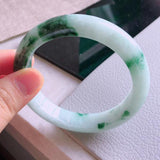 Zheru Jewelry Natural Light Green Two-Color Burmese Jadeite Bracelet 54mm-64mm