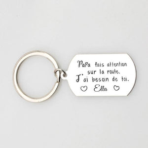 Personalized Papa French Name Key Ring