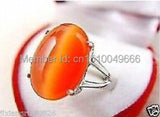 Silvery Orange Stone Ring - Size 6-9