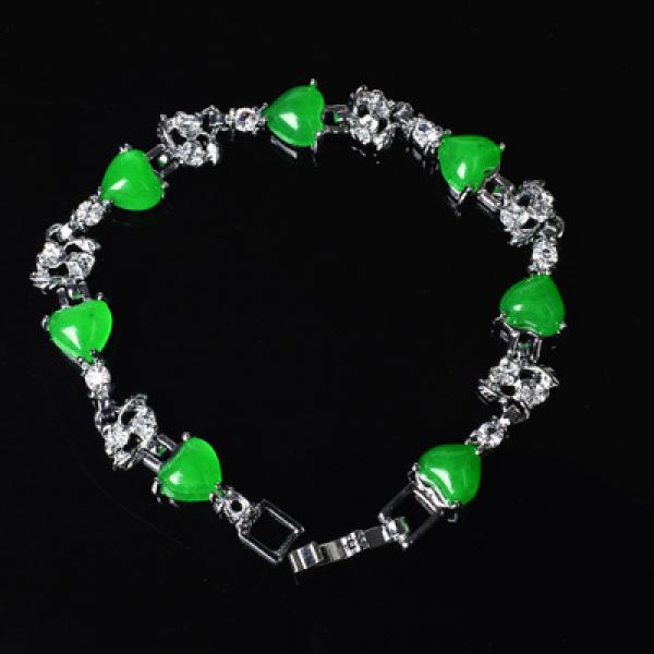 Green Jade Love Bracelet Hand-Carved Luck Amulet Gift