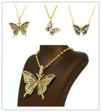 2pcs Butterfly CZ Stone Pendent Necklace Daily Wear Women's Jewelry
