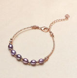 Pink Gray Freshwater Pearl Bracelet Silver Tube Fine Jewelry
