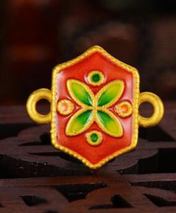 European Vintage Leaf Flower 24KT Pendant Charm