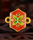 European Vintage Leaf Flower 24KT Pendant Charm