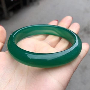 Zheru Agate Chalcedony Green Bangle 54-64mm Princess Jewelry