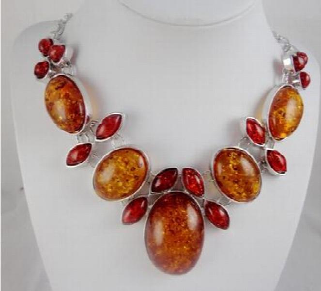 Modernist Teardrop Golden Honey Amber Necklace