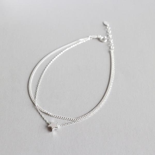 925 Sterling Silver Two Layers Star Charm Anklet For Women S925 Ankle Bracelet