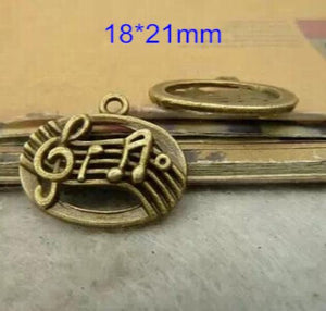 Antique Bronze Music Notation Charm Pendant, Jewelry Findings