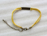 24PCS Vintage Bronze Peace Link Yellow Velvet Bracelets