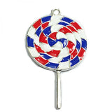 10pcs Enamel Lollipop Pendants, Halloween/4th of July/Rainbow Design, 48x31mm