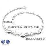 Dolphin Zircon Bracelet 925 Sterling Silver Jewelry