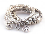 Rose Flower Glass Beads Bracelet with Charms - Women Bracelet