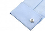 Double Happiness Silver Colour Copper Round Style Cuff Links