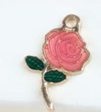 10pcs/pack Rose Flower Enamel Charms Pendant For Jewelry Finding