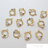 2pcs 18K Real DIY Zircon Spot Drill Round Pendant