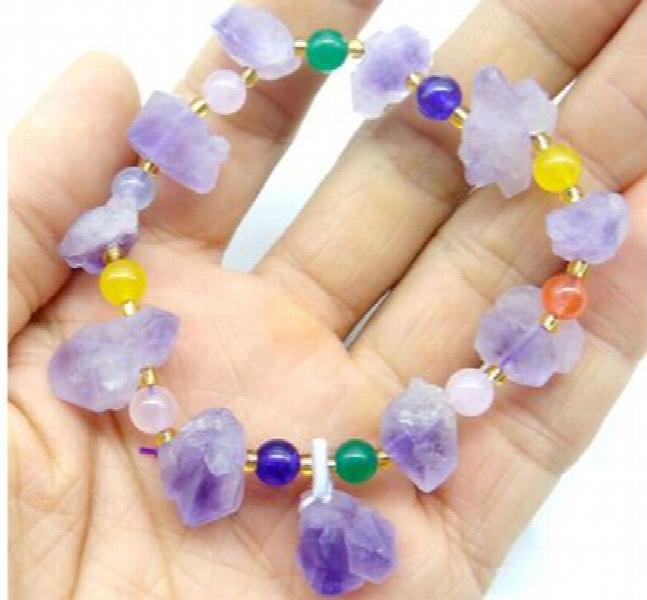 Natural Stone Quartz Crystal Opal Tiger Eye Irregular Charms Bracelet