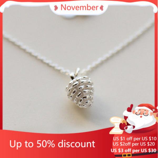 925 Silver Pine Cone Choker Necklace for Women Wedding Girls