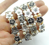 Natural Pearl Bangle Bracelet Women Wedding Fine Hand Jewellery A27