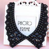Classic Collar Statement Necklace with Clear Acrylic Stones and Ribbon Chokers