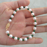 South Sea Pearl Green Jade Bracelet Wedding Bridesmaid Gift