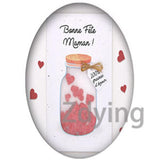 French Happy Birthday Mom Oval Shape Glass Art Picture Cabochons Beads
