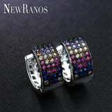 925 Silver CZ Round Hoop Earrings for Women