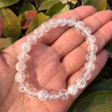 Natural Cracked Clear Quartz Bracelet Crystal Healing Stone Women Jewelry