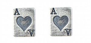Personalized Heart Poker Cards Earrings 925 Sterling Silver Punk Style Jewelry