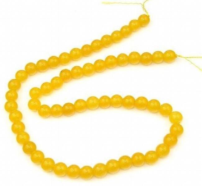 Yellow Jade 8mm Round Gemstone Loose Beads 15'' Strand
