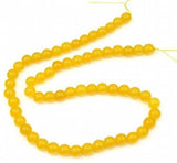 Yellow Jade 8mm Round Gemstone Loose Beads 15'' Strand