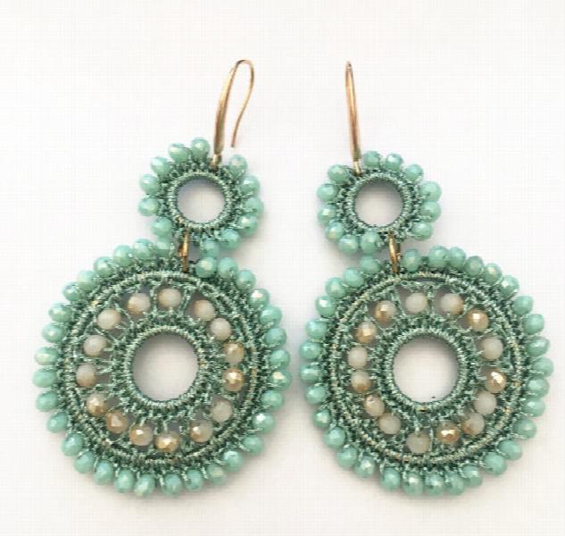 Red Crystal Big Round Earrings Women Boho Jewelry