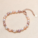 Pink Gray Freshwater Pearl Bracelet 5-6mm Fine Jewelry Lady Girl Gift