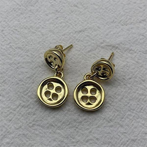 Spanish 925 Silver 14K Button Earrings Holiday Jewelry