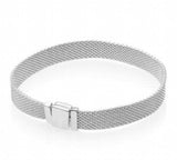 925 Silver Rose Woven Mesh Reflexions Bracelet Bangle for Women DIY Jewelry