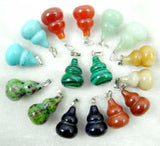 Natural Stone Quartz Crystal Tiger Eye Gourd Shape Charms Pendants