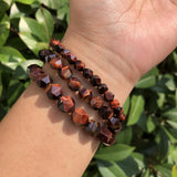 Red Tiger Eye Bracelet Diamond Shape Faceted Beads Crystal Healing Stone Jewelry