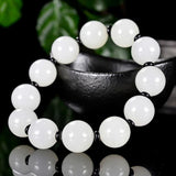 Natural Hetian Jade Round Bead Bracelet for Men and Women