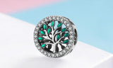 Life Tree Green CZ Silver Dangle Charm Bead Fits Bracelet 925 Silver