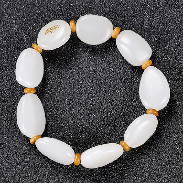 Zheru Hetian Jade Rough Bracelet for Men and Women